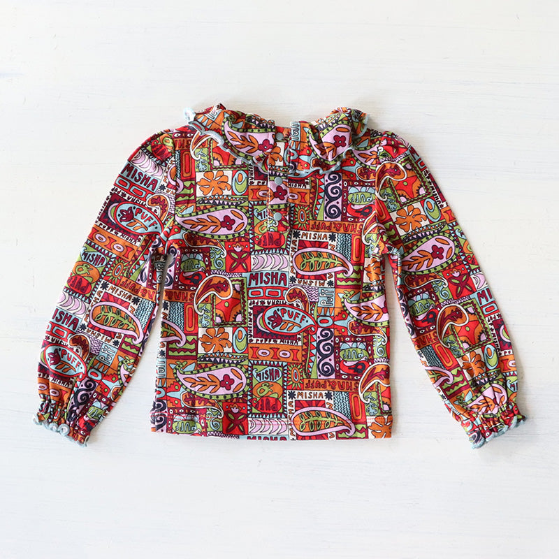 Misha&Puff（ミーシャアンドパフ）2024AW Pattie Top -Red Flame Groovy Paisley- キッズトップス |  LePuju