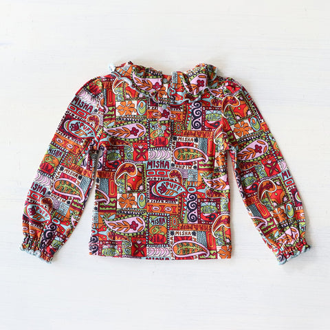 Misha&Puff（ミーシャアンドパフ）2024AW Pattie Top -Red Flame Groovy Paisley- キッズトップス