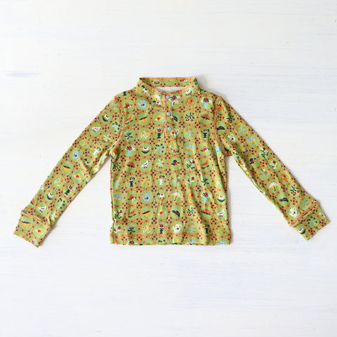 Misha&Puff（ミーシャアンドパフ）2024AW Long Sleeve Vintage Henley -Sprig Trellis- ヘンリーネックトップス