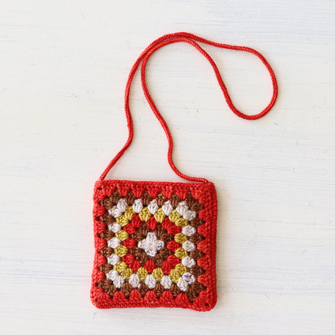 Misha&amp;Puff 2024AW Crochet Big Square Bag -Red Flame- Crochet square bag (pouch, sacoche)