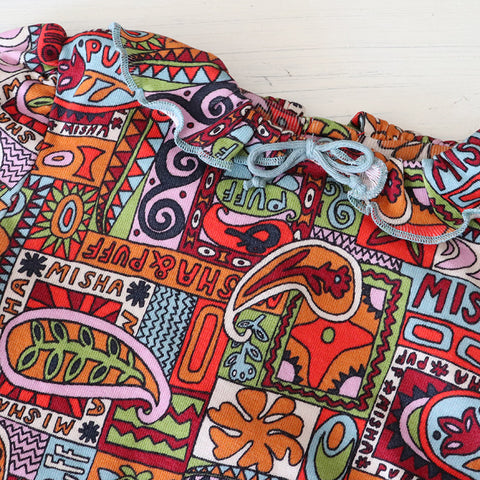 Misha&Puff（ミーシャアンドパフ）2024AW Pattie Top -Red Flame Groovy Paisley- キッズトップス