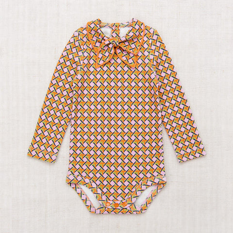 Misha&Puff（ミーシャアンドパフ）2024AW Junior Scout Onesie - Pink Lilac Lattice- 長袖ロンパース