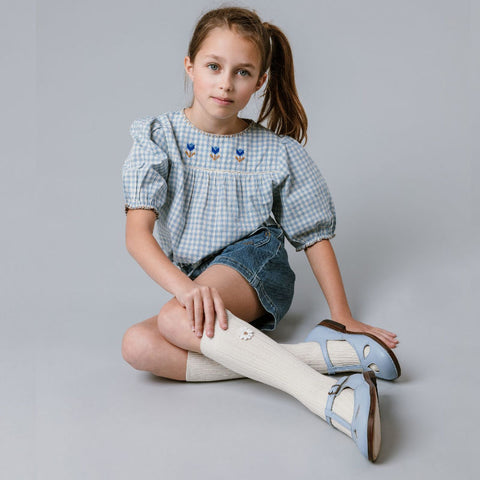 [Back in stock] collegien Dalia Jacquard Flower Knee-high Socks [2650]