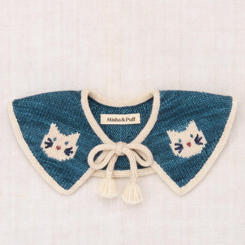 【D2】Misha&Puff（ミーシャアンドパフ）2025WI Kitten Collar - Blue Smoke - 手編みカラー（付け襟）