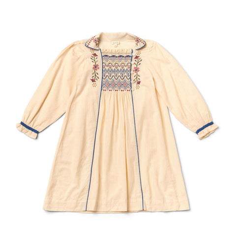 【D2】Lali Kids（ラリキッズ）2025AW Isla Dress in Ivory キッズワンピース