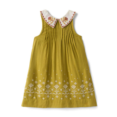 【D2】Lali Kids（ラリキッズ）2026SS Sofie Sleeveless Shift Dress in Chartreuse キッズワンピース