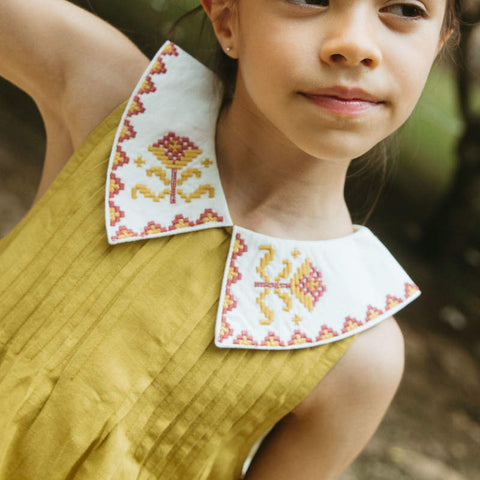 【D2】Lali Kids（ラリキッズ）2026SS Sofie Sleeveless Shift Dress in Chartreuse キッズワンピース