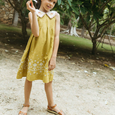 【D2】Lali Kids（ラリキッズ）2026SS Sofie Sleeveless Shift Dress in Chartreuse キッズワンピース