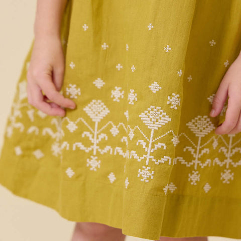【D2】Lali Kids（ラリキッズ）2026SS Sofie Sleeveless Shift Dress in Chartreuse キッズワンピース