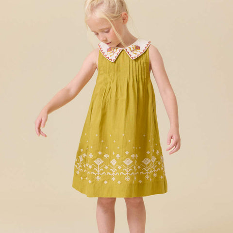 【D2】Lali Kids（ラリキッズ）2026SS Sofie Sleeveless Shift Dress in Chartreuse キッズワンピース