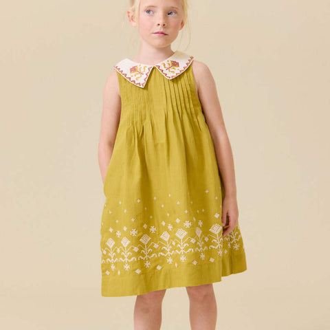 【D2】Lali Kids（ラリキッズ）2026SS Sofie Sleeveless Shift Dress in Chartreuse キッズワンピース