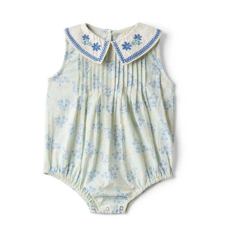 【D2】Lali Kids（ラリキッズ）2026SS Baby Sofia Romper in Minty Flower Print　ロンパース、ベビードレス