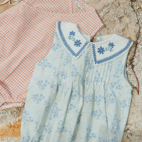 【D2】Lali Kids（ラリキッズ）2026SS Baby Sofia Romper in Minty Flower Print　ロンパース、ベビードレス