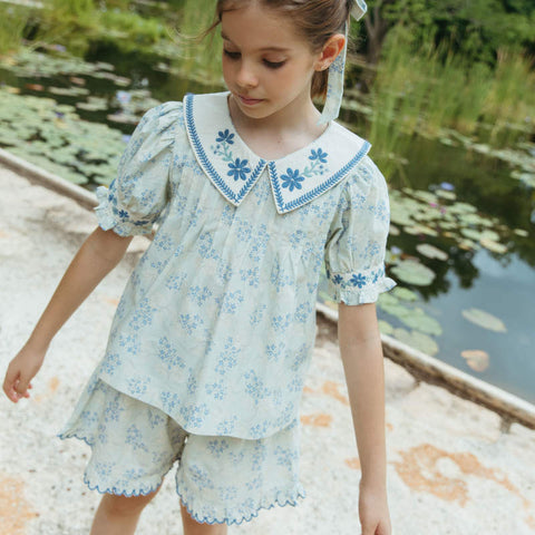 【D2】Lali Kids（ラリキッズ）2026SS Sofia Set in Minty Flower Print キッズワンピースセット