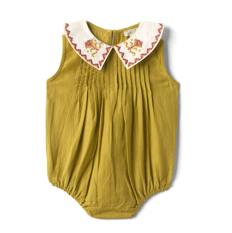 【D2】Lali Kids（ラリキッズ）2026SS Baby Sofia Romper in Chartreuse　ロンパース、ベビードレス