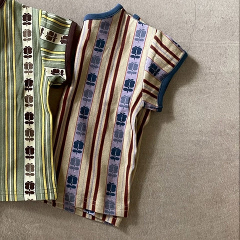 【drop2】&pal（アンドパル）2026SS　retro stripe T-shirt  cream　レトロストライプTシャツ　クリーム