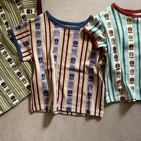 【drop2】&pal（アンドパル）2026SS　retro stripe T-shirt  cream　レトロストライプTシャツ　クリーム