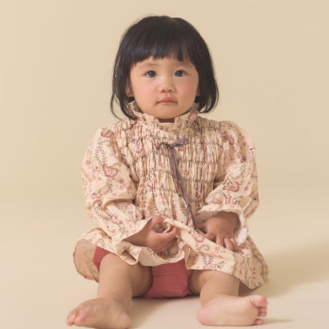 Lali Kids（ラリキッズ）2025AW Little Parvati Set with Bloomers in Fall Vine Print / Dus ty Cedar　ベビートップス＆ブルマセット