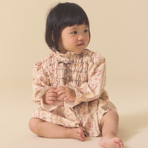 Lali Kids（ラリキッズ）2025AW Little Parvati Set with Bloomers in Fall Vine Print / Dus ty Cedar　ベビートップス＆ブルマセット