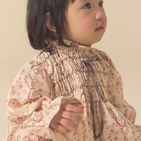 Lali Kids（ラリキッズ）2025AW Little Parvati Set with Bloomers in Fall Vine Print / Dus ty Cedar　ベビートップス＆ブルマセット
