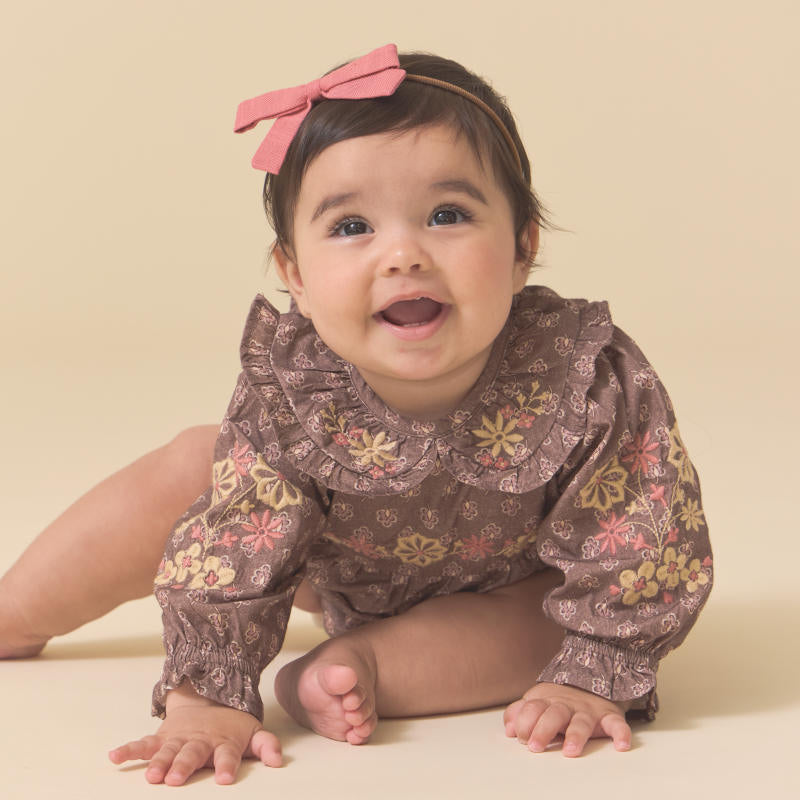 Lali Kids（ラリキッズ）2025AW Little Belle Romper in Brown Block