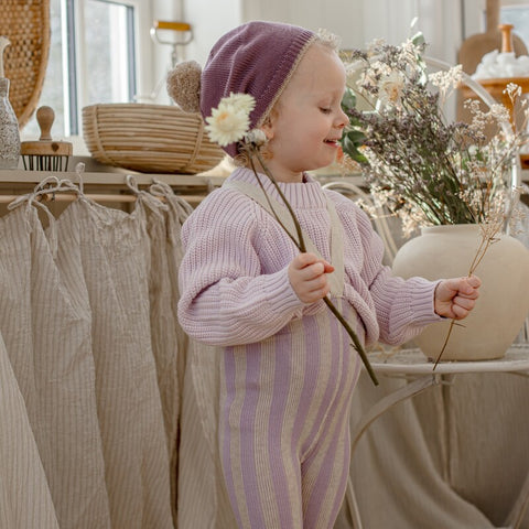 【4月中旬入荷次第のお届け】【ネコポス不可】DP-1 Silly Silas（シリーサイラス） Footless Classic Dreamy Pastels  -LavenderxCream Striped-  ストライプ柄 フットレス　ラベンダー×クリーム