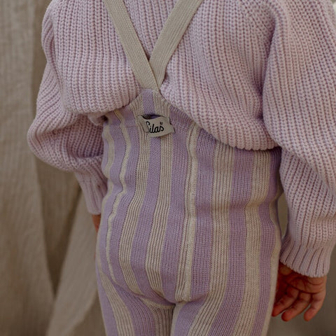 【4月中旬入荷次第のお届け】【ネコポス不可】DP-1 Silly Silas（シリーサイラス） Footless Classic Dreamy Pastels  -LavenderxCream Striped-  ストライプ柄 フットレス　ラベンダー×クリーム