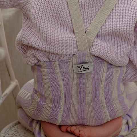 【4月中旬入荷次第のお届け】【ネコポス不可】DP-1 Silly Silas（シリーサイラス） Footless Classic Dreamy Pastels  -LavenderxCream Striped-  ストライプ柄 フットレス　ラベンダー×クリーム