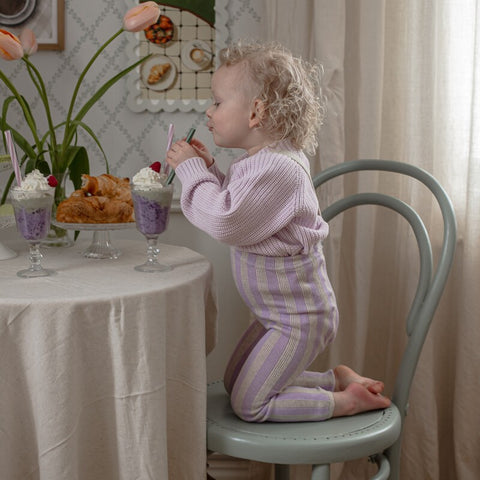 【4月中旬入荷次第のお届け】【ネコポス不可】DP-1 Silly Silas（シリーサイラス） Footless Classic Dreamy Pastels  -LavenderxCream Striped-  ストライプ柄 フットレス　ラベンダー×クリーム