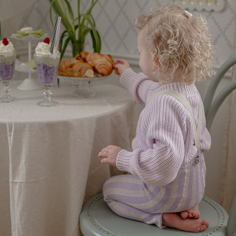 【4月中旬入荷次第のお届け】【ネコポス不可】DP-1 Silly Silas（シリーサイラス） Footless Classic Dreamy Pastels  -LavenderxCream Striped-  ストライプ柄 フットレス　ラベンダー×クリーム