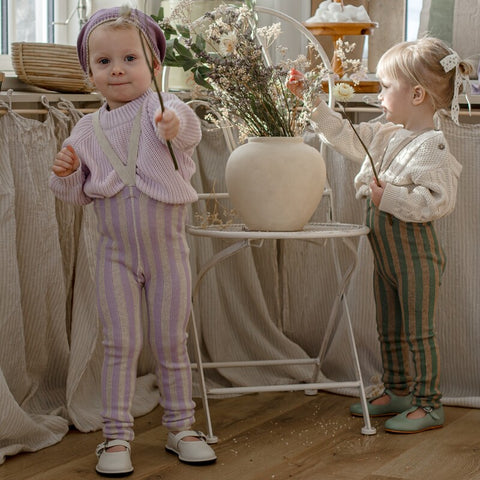 【4月中旬入荷次第のお届け】【ネコポス不可】DP-1 Silly Silas（シリーサイラス） Footless Classic Dreamy Pastels  -LavenderxCream Striped-  ストライプ柄 フットレス　ラベンダー×クリーム