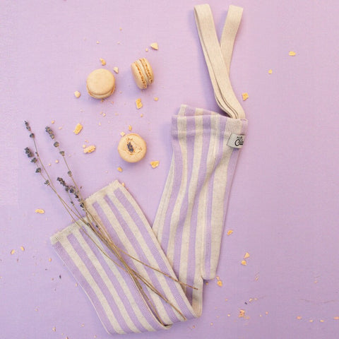 【4月中旬入荷次第のお届け】【ネコポス不可】DP-1 Silly Silas（シリーサイラス） Footless Classic Dreamy Pastels  -LavenderxCream Striped-  ストライプ柄 フットレス　ラベンダー×クリーム