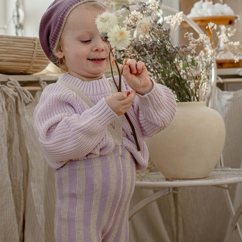 【4月中旬入荷次第のお届け】【ネコポス不可】DP-1 Silly Silas（シリーサイラス） Footless Classic Dreamy Pastels  -LavenderxCream Striped-  ストライプ柄 フットレス　ラベンダー×クリーム