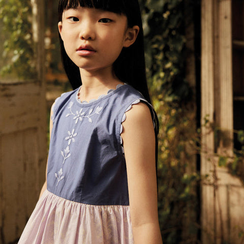 Apolina（アポリナ）2026SS  Lola Dress - Wallflower/Azul -　キッズワンピース.
