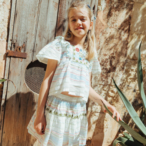 Lali Kids（ラリキッズ）2025SS Lucy Skirt Set in Border Stripe　トップス＆スカートセット