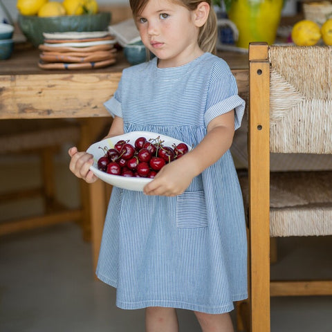 1 + in the family（ワンモア イン ザ ファミリー） 2026SS MARGALIDA -denim- ヒッコリーストライプ ギャザードレス