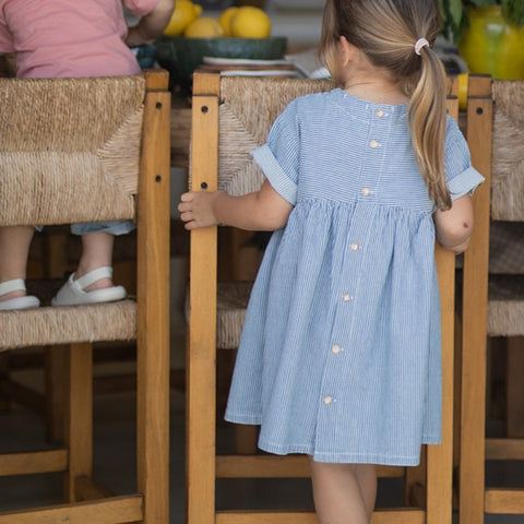 1 + in the family（ワンモア イン ザ ファミリー） 2026SS MARGALIDA -denim- ヒッコリーストライプ ギャザードレス