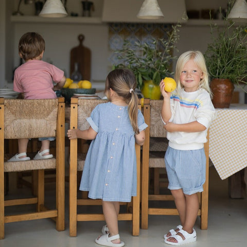 1 + in the family（ワンモア イン ザ ファミリー） 2026SS MARGALIDA -denim- ヒッコリーストライプ ギャザードレス