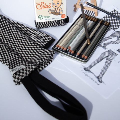 【6/12Mサイズは12/10頃入荷次第のお届け】【ネコポス不可】AC-1 Silly Silas（シリーサイラス） Footless Classic  Atelier Collection -Black×White Checked-  チェック柄 フットレス　クラシックブラック