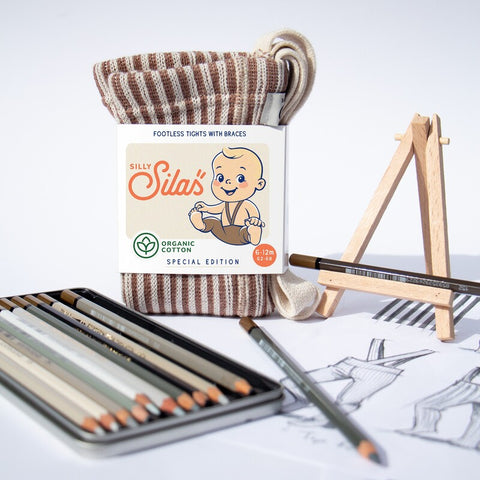 【6/12Mサイズは12/10頃入荷次第のお届け】【ネコポス不可】AC-2 Silly Silas（シリーサイラス） Footless Classic  Atelier Collection -Granola×Cream Striped-  ストライプ柄 フットレス　グラノーラクリーム