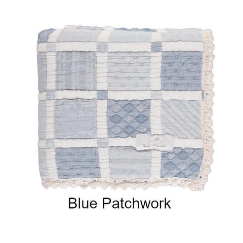 Bebe Organic（ベベオーガニック）2026AW Mai Blanket -Blue Patchwork- パッチワークブランケット、おくるみ