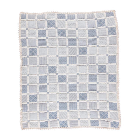 Bebe Organic（ベベオーガニック）2026AW Mai Blanket -Blue Patchwork- パッチワークブランケット、おくるみ
