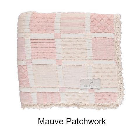 Bebe Organic（ベベオーガニック）2026AW Mai Blanket -Mauve Patchwork- パッチワークブランケット、おくるみ.
