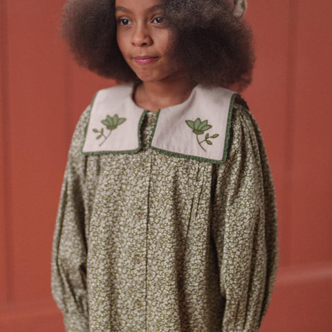 Little Cotton Clothes 2024AW Button Pointelle Tee - Marsala Buttoned pointelle long sleeve T-shirt