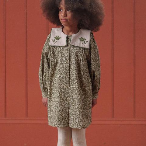 Little Cotton Clothes 2024AW Button Pointelle Tee - Marsala Buttoned pointelle long sleeve T-shirt