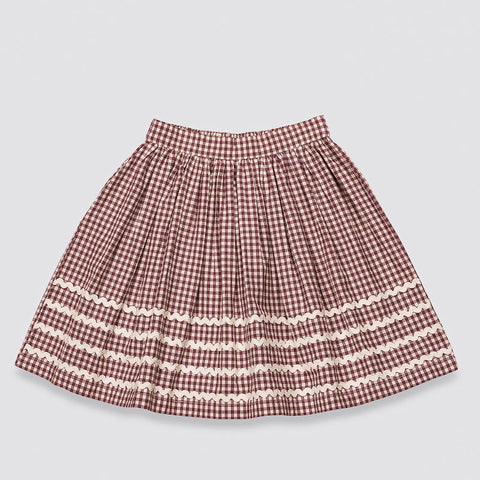 Little Cotton Clothes（リトルコットンクローズ）2026AW Margot Skirt Sugarplum Check  フレアギャザースカート
