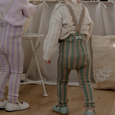 【ネコポス不可】DP-2 Silly Silas（シリーサイラス） Footless Classic Dreamy Pastels -Matcha×Peanut Striped-  ストライプ柄 フットレス　抹茶×ピーナッツ