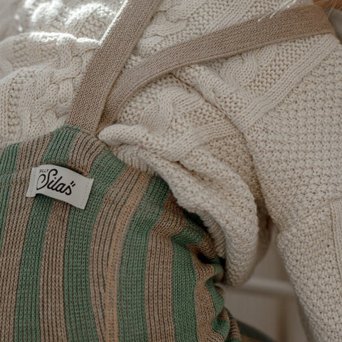 【ネコポス不可】DP-2 Silly Silas（シリーサイラス） Footless Classic Dreamy Pastels -Matcha×Peanut Striped-  ストライプ柄 フットレス　抹茶×ピーナッツ