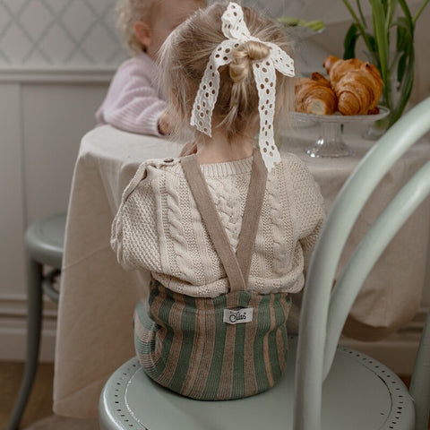 【ネコポス不可】DP-2 Silly Silas（シリーサイラス） Footless Classic Dreamy Pastels -Matcha×Peanut Striped-  ストライプ柄 フットレス　抹茶×ピーナッツ