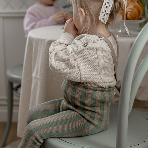 【ネコポス不可】DP-2 Silly Silas（シリーサイラス） Footless Classic Dreamy Pastels -Matcha×Peanut Striped-  ストライプ柄 フットレス　抹茶×ピーナッツ